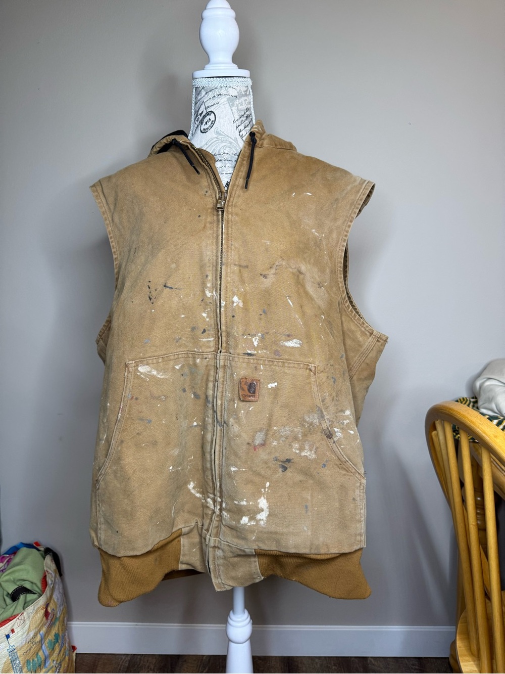Carhartt Sleeveless Hooded Work Vest in Brown